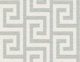 Luna Retreat Greek Key wallpaper in Pewter with a woven-look geometric Greek key pattern.