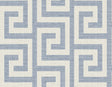 Blue and off-white Greek key geometric wallpaper pattern in a matte finish