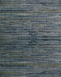Aegean blue raw hemp grasscloth wallpaper with horizontal woven texture