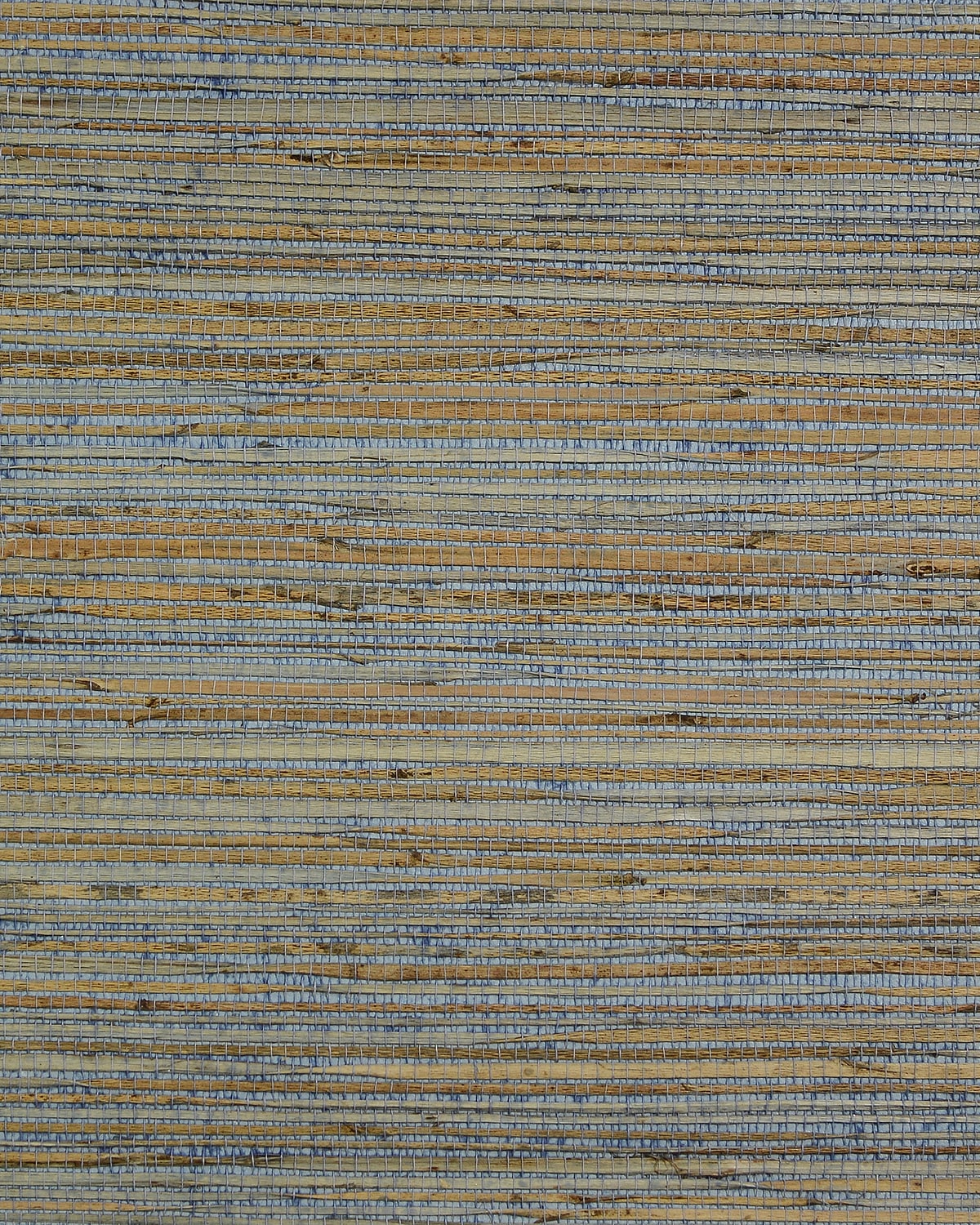 Lillian August Raw Jute grasscloth wallpaper in the Havana colorway with woven tan and blue-gray horizontal texture.