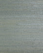 Crystal silver-toned raw jute grasscloth wallpaper with satin finish and horizontal woven texture.