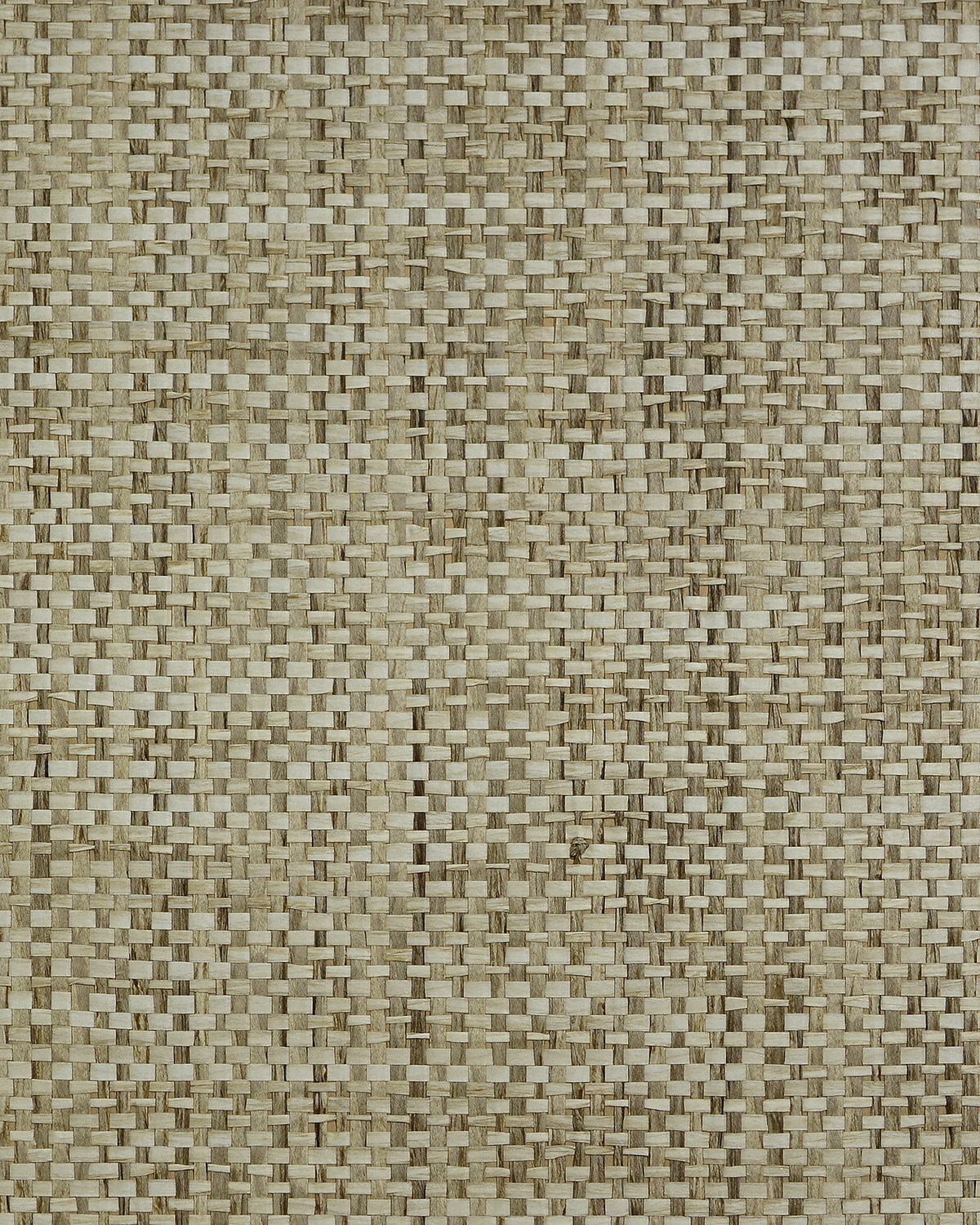 Neutral beige and brown Japanese paperweave grasscloth-style wallpaper with a woven checker texture.