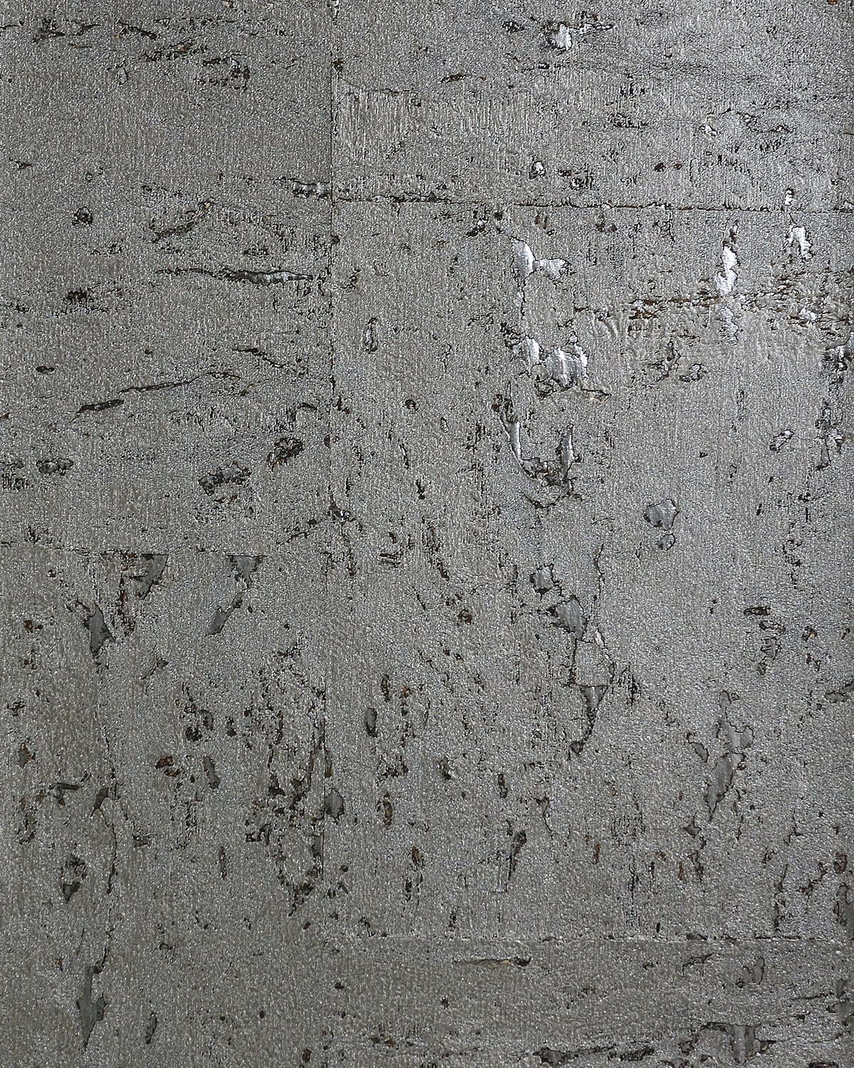 Basalt cork grasscloth wallpaper on metallic backing with subtle silver-grey texture