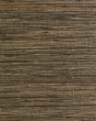 Natural raw jute grasscloth wallpaper in layered brown and taupe tones with horizontal texture.