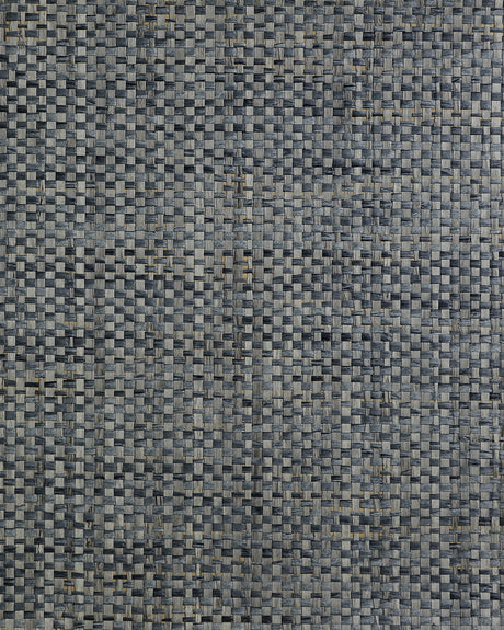 Blue and charcoal woven paperweave grasscloth wallpaper texture