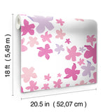 Lele Lillies Pink Peel & Stick Wallpaper with Eclectic Floral Pattern - Brewster LSS4951