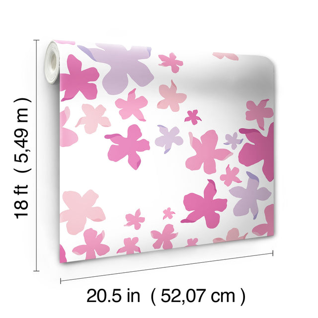 Lele Lillies Pink Peel & Stick Wallpaper with Eclectic Floral Pattern - Brewster LSS4951