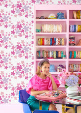 Lele Lillies Pink Peel & Stick Wallpaper with Eclectic Floral Pattern - Brewster LSS4951