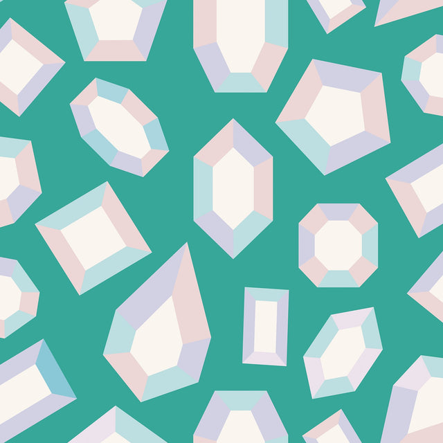 Lele Gems Teal Peel & Stick Wallpaper with Graphic Novelty Gem Motif - LSS4952