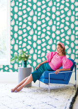 Lele Gems Teal Peel & Stick Wallpaper with Graphic Novelty Gem Motif - LSS4952