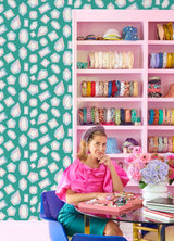 Lele Gems Teal Peel & Stick Wallpaper with Graphic Novelty Gem Motif - LSS4952