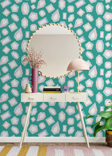 Lele Gems Teal Peel & Stick Wallpaper with Graphic Novelty Gem Motif - LSS4952
