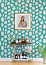 Lele Gems Teal Peel & Stick Wallpaper with Graphic Novelty Gem Motif - LSS4952