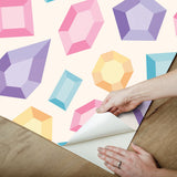 Lele Gems Ivory Peel & Stick Wallpaper with Multicolor Gemstone Pattern - NuWallpaper LSS4954