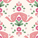 Bow Damask Pink Peel & Stick Wallpaper with Eclectic Damask Pattern - NuWallpaper LSS4955