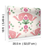 Bow Damask Pink Peel & Stick Wallpaper with Eclectic Damask Pattern - NuWallpaper LSS4955