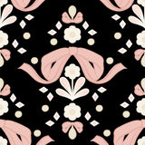 Bow Damask Black Peel & Stick Wallpaper with Pink Ribbon Bow Damask Pattern, Eclectic Style - LSS4956