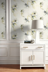 Anemone Watercolor Floral Dark Ash and Canary by Living with Art Watercolor Floral Wallpaper – Seabrook Designs LW50007