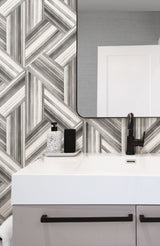 Geo Inlay Cove Gray and Carrara by Living with Art Geometric Wallpaper – Seabrook Designs LW50108