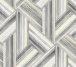 Geo Inlay wallpaper in Cove Gray and Carrara featuring a woven geometric inlay pattern in grey and off-white tones.