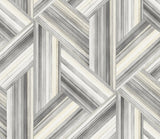 Geo Inlay wallpaper in Cove Gray and Carrara featuring a woven geometric inlay pattern in grey and off-white tones.