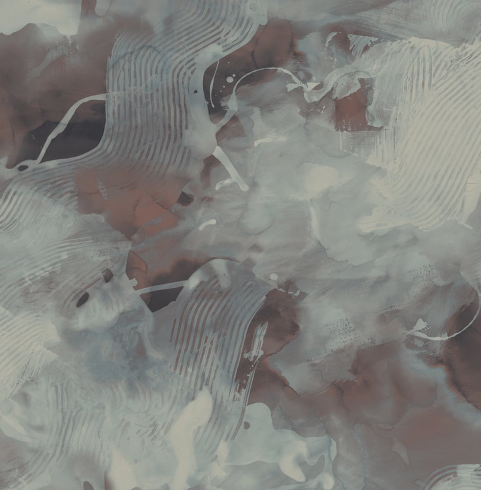 Notch Trowel Abstract wallpaper in Garnet and Deep Sea