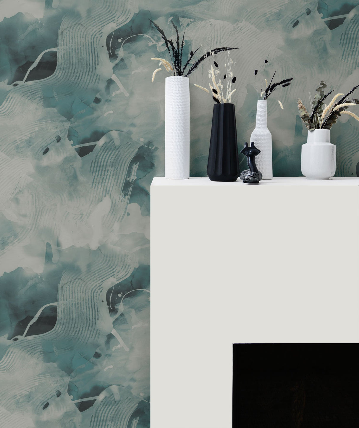 Notch Trowel Sea Green and Pearl by Living with Art Abstract Wallpaper – Seabrook Designs LW50204