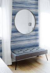 Sunset Stripes Moody Blue and Frost by Living with Art Stripe Wallpaper – Seabrook Designs LW50402