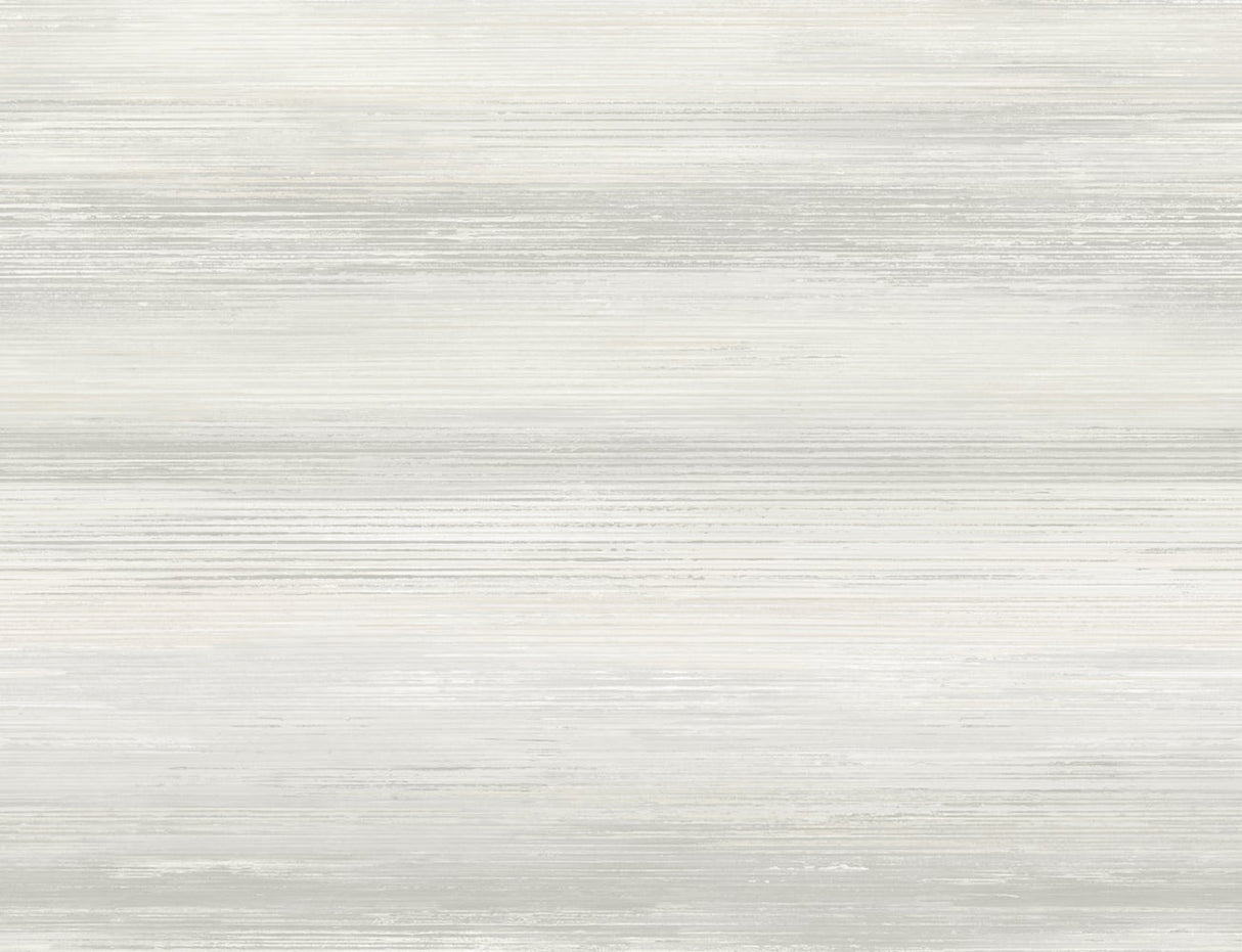 Sunset Stripes wallpaper in Winter Mist, a soft gray horizontal stripe texture with a matte finish.