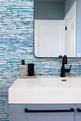 Watercolor Waves French Navy and Aqua by Living with Art Abstract Wave Wallpaper – Seabrook Designs LW50502