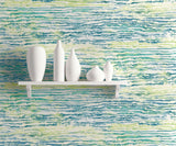 Watercolor Waves Deep Sea and Spring Green by Living with Art Abstract Wallpaper – Seabrook Designs LW50504