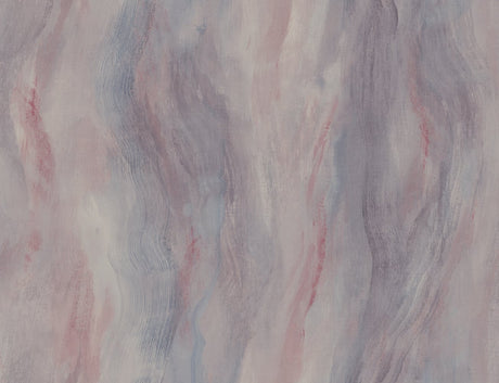 Abstract smoke-like textured wallpaper in bluestone and rosewood tones with a matte embossed vinyl finish.