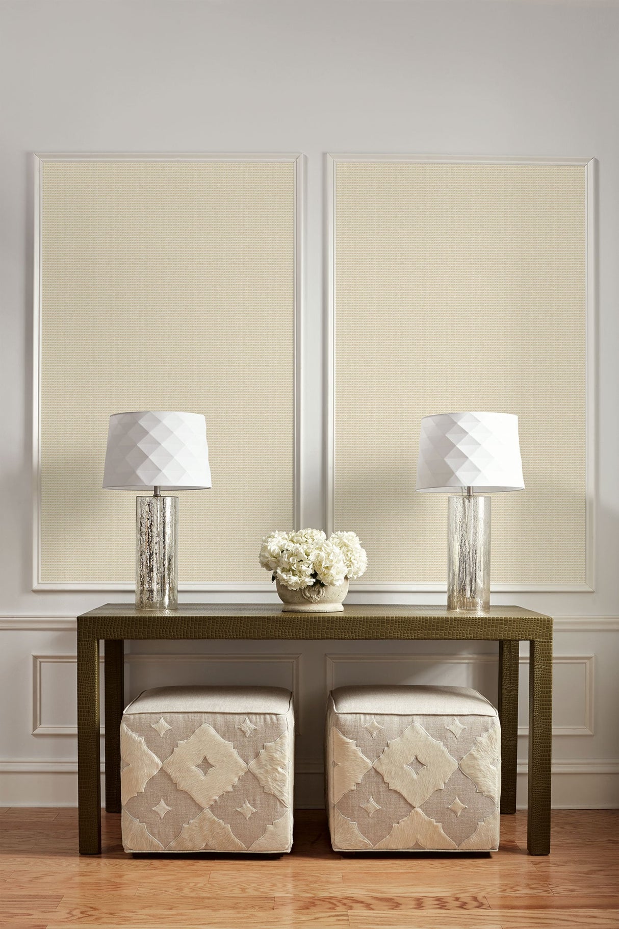 Faux Wool Weave Metallic Gold and Cream by Living with Art Textured Wallpaper – Seabrook Designs LW51005