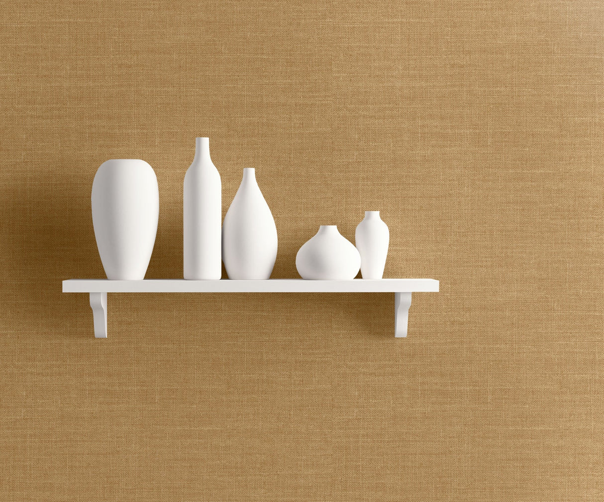 Hopsack Embossed Vinyl Honey Brown by Living with Art Textured Vinyl Wallpaper – Seabrook Designs LW51105