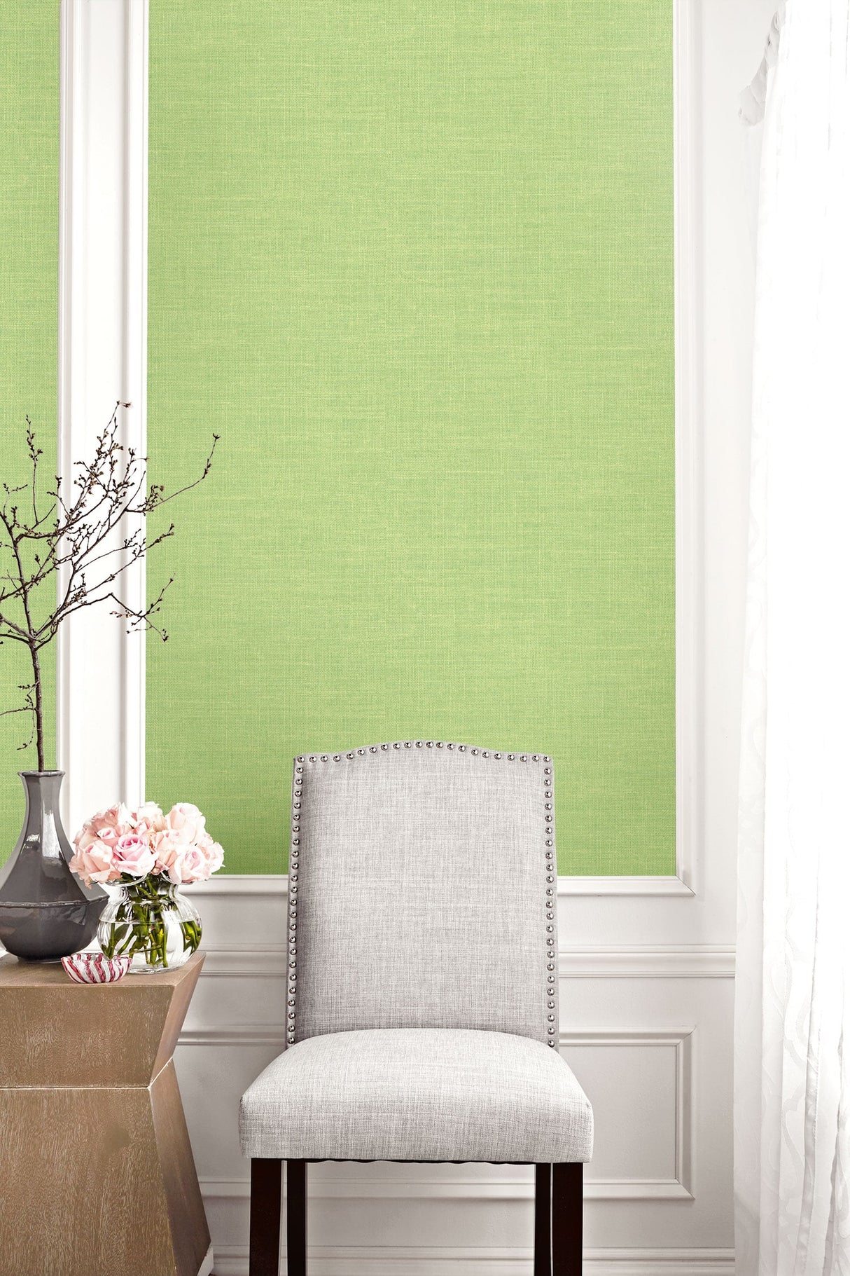 Hopsack Embossed Vinyl Green Apple by Living with Art Textured Embossed Vinyl Wallpaper – Seabrook Designs LW51114