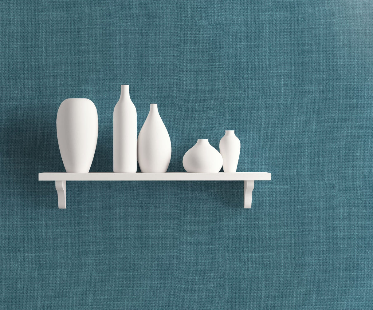 Hopsack Victorian Teal by Living with Art Embossed Vinyl Wallpaper – Seabrook Designs LW51124