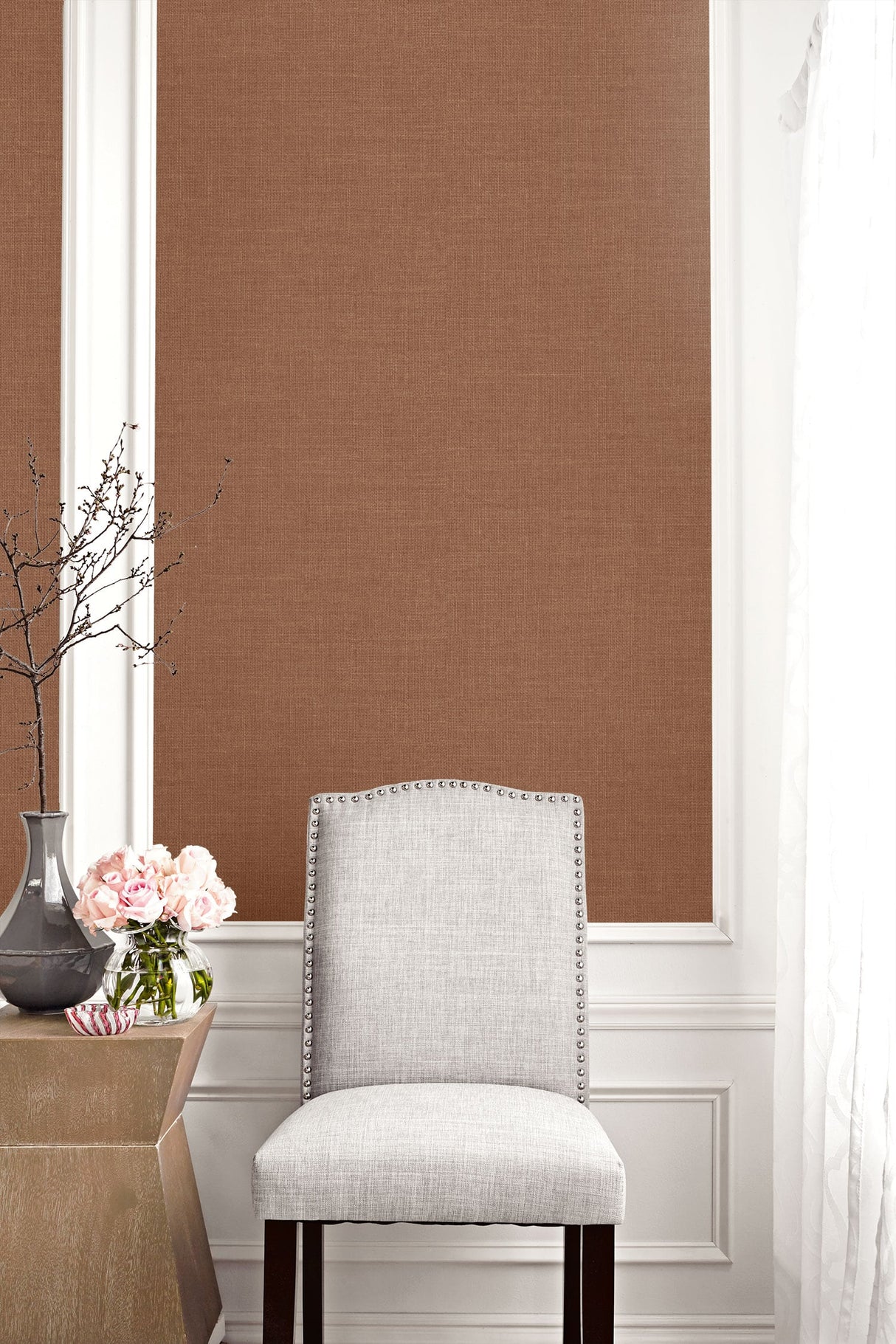 Hopsack Copper Penny by Living with Art Embossed Vinyl Wallpaper – Seabrook Designs LW51125