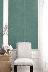 Hopsack Embossed Vinyl Phthalo Green by Living with Art Textured Vinyl Wallpaper – Seabrook Designs LW51134