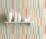 Block Lines Vermillion, Sunflower and Teal by Living with Art Geometric Wallpaper – Seabrook Designs LW51201