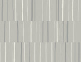 Block Lines wallpaper in metallic silver and cove gray geometric line pattern