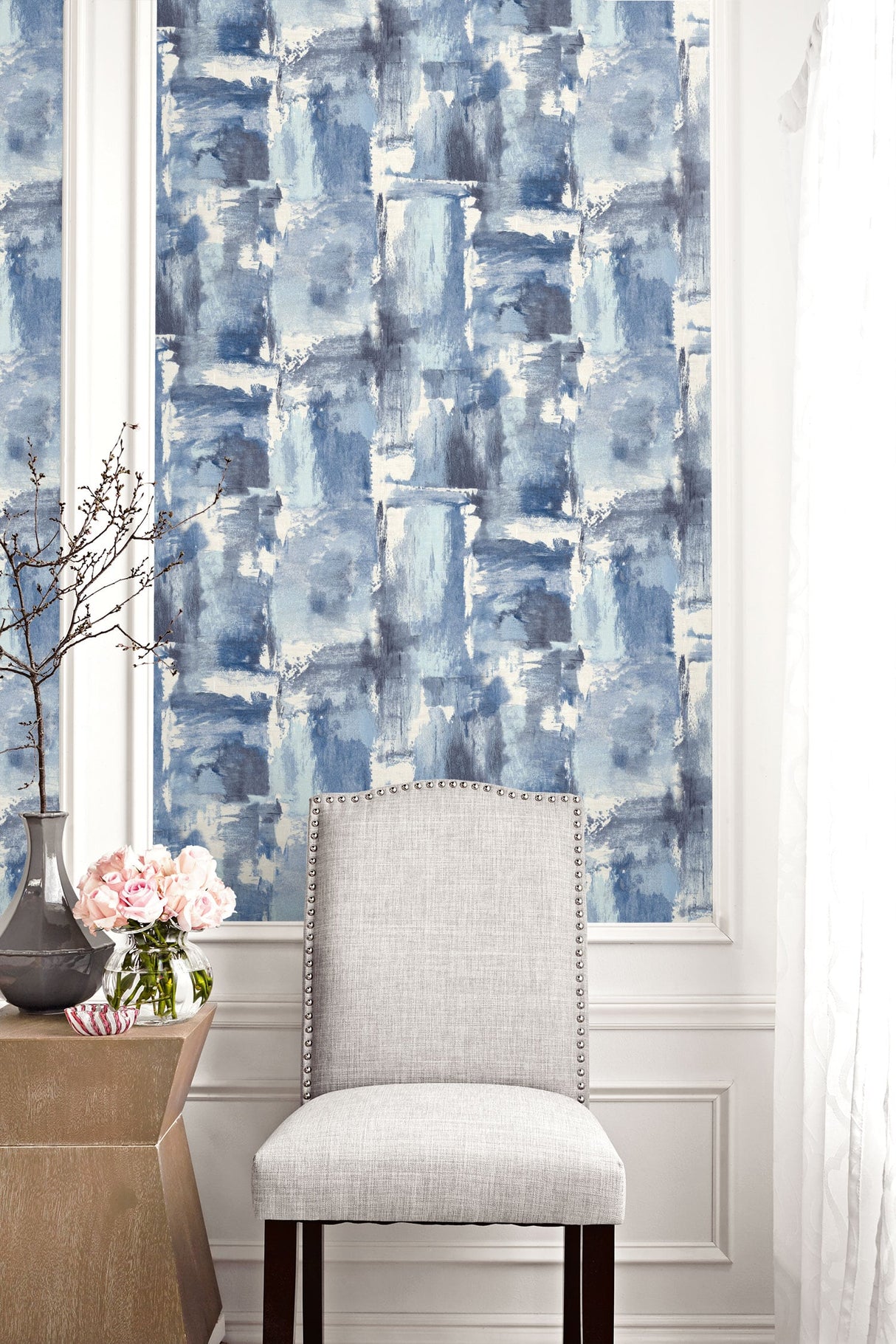 Dry Brush Faux Frozen Lake by Living with Art Abstract Matte Wallpaper – Seabrook Designs LW51302