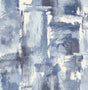 Dry Brush Faux wallpaper in Frozen Lake with abstract dry-brush blocks in layered blue tones.