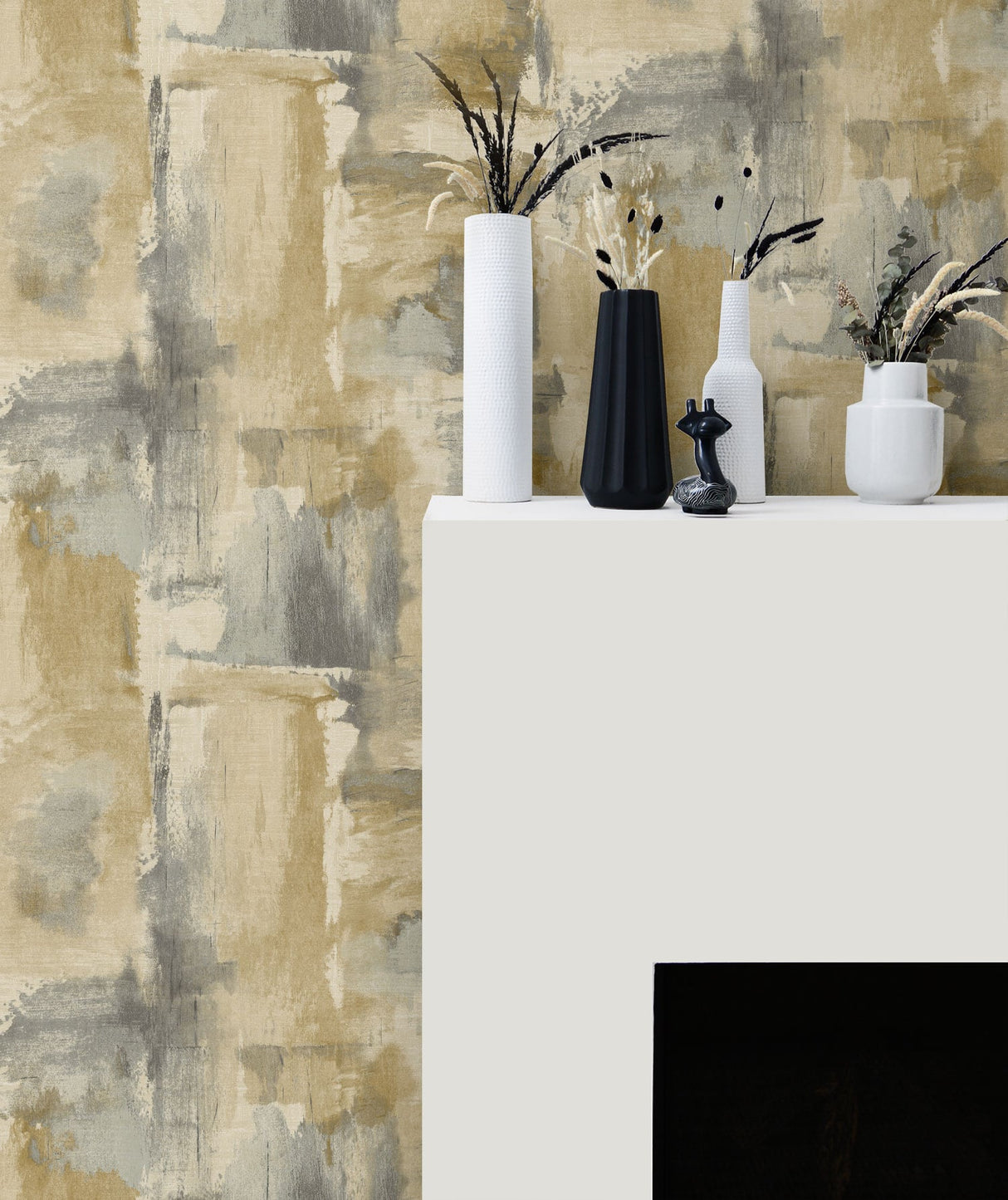 Dry Brush Faux Golden Dusk by Living with Art Abstract Wallpaper – Seabrook Designs LW51307