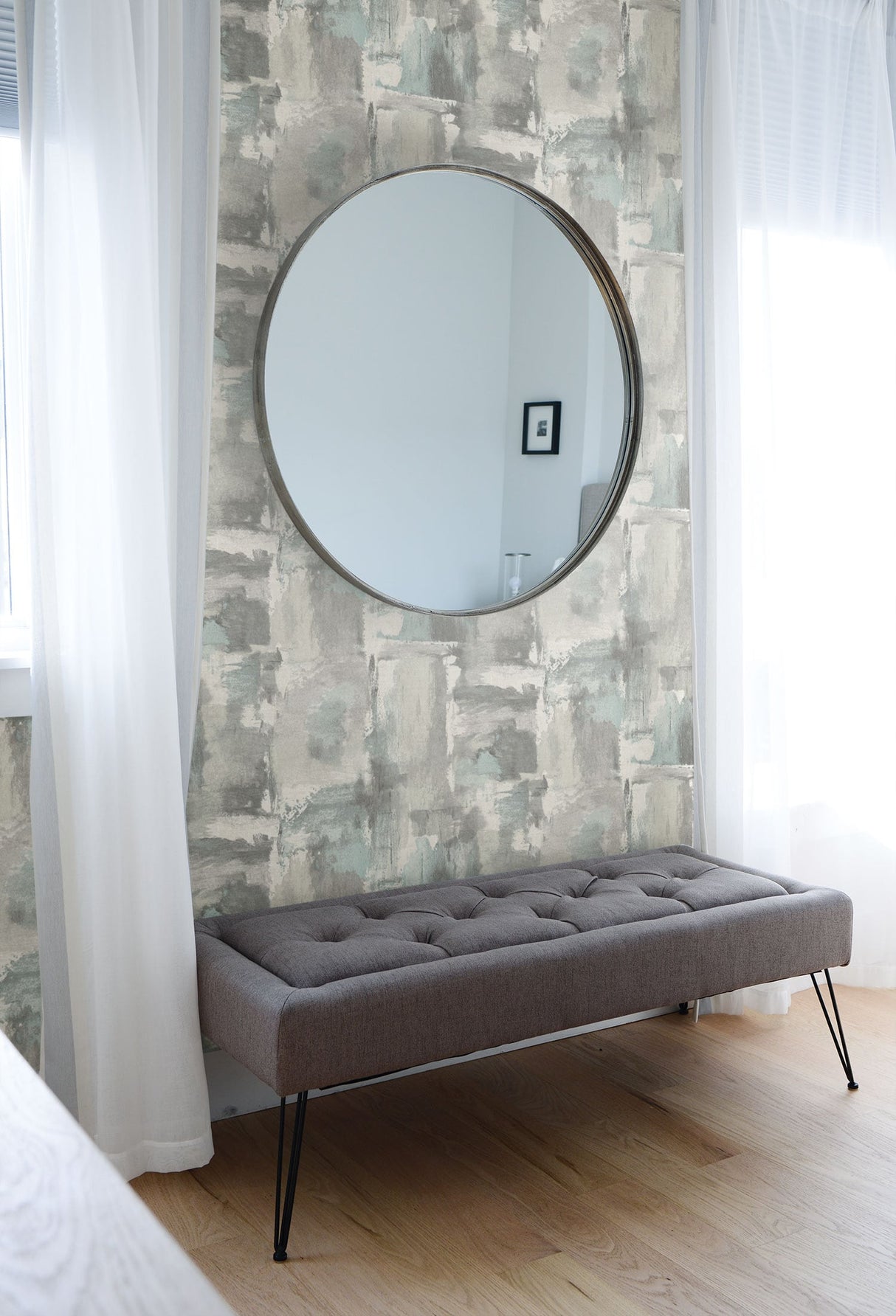 Dry Brush Faux Snowy Mountain by Living with Art Abstract Wallpaper – Seabrook Designs LW51308