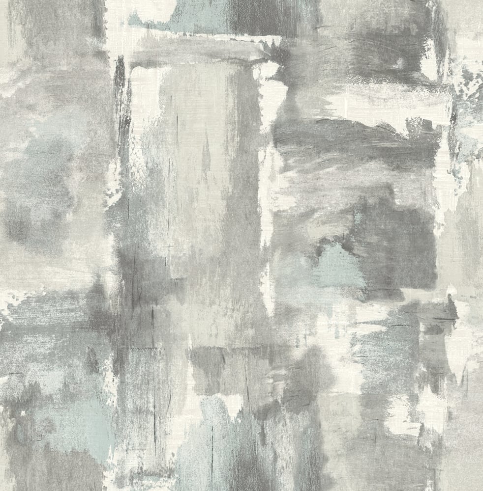 Dry Brush Faux wallpaper in Snowy Mountain colorway with a grey abstract dry-brush block pattern