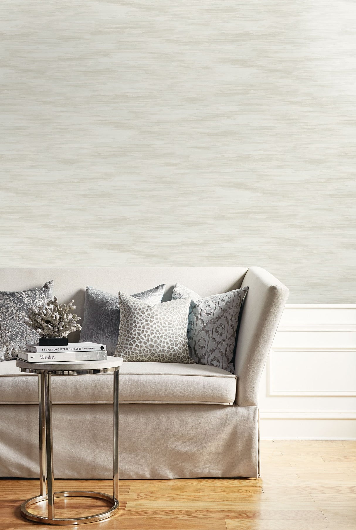 Stria Wash Ivory by Living with Art Abstract Textured Wallpaper – Seabrook Designs LW51400