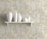 Geo Faux Silver Birch and Metallic Gold by Living with Art Geometric Metallic Wallpaper – Seabrook Designs LW51610
