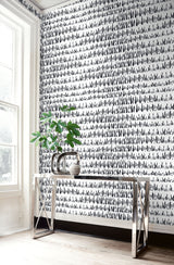 Brush Marks Black and White by Living with Art Abstract Wallpaper – Seabrook Designs LW51800