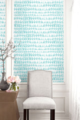 Brush Marks Teal and White by Living with Art Abstract Wallpaper – Seabrook Designs LW51804