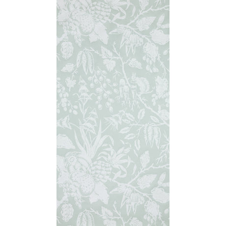 PUCK wallpaper in Mist by Raoul Textiles for Schumacher, hand-printed botanical pattern on Japanese pulp paper